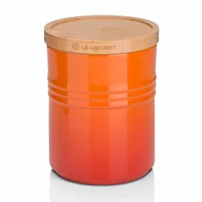 Le Creuset Stoneware Medium Storage Jar with Wooden Lid Volcanic