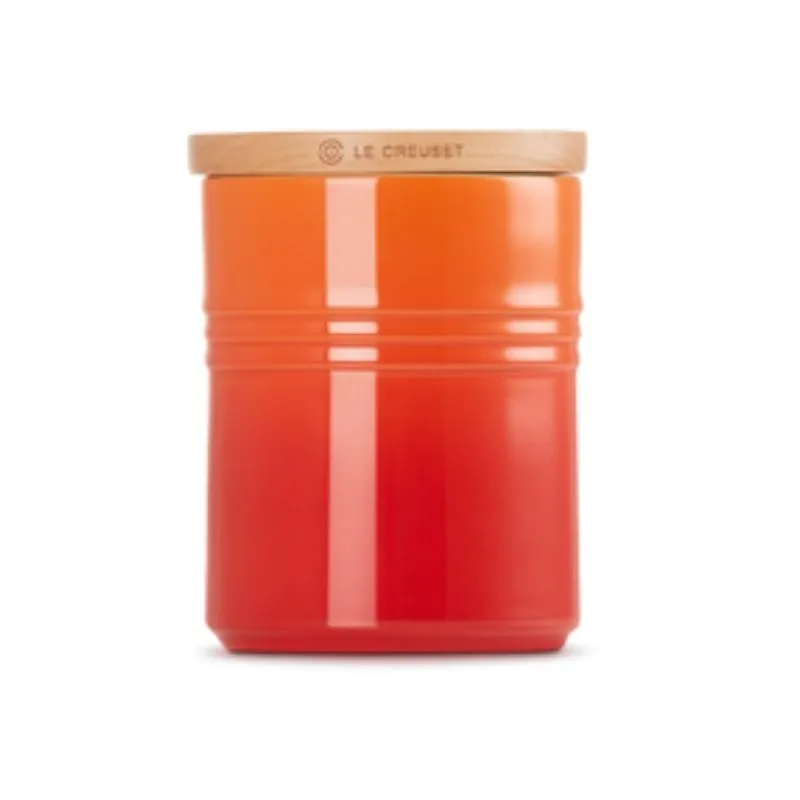 Le Creuset Stoneware Medium Storage Jar with Wooden Lid Volcanic