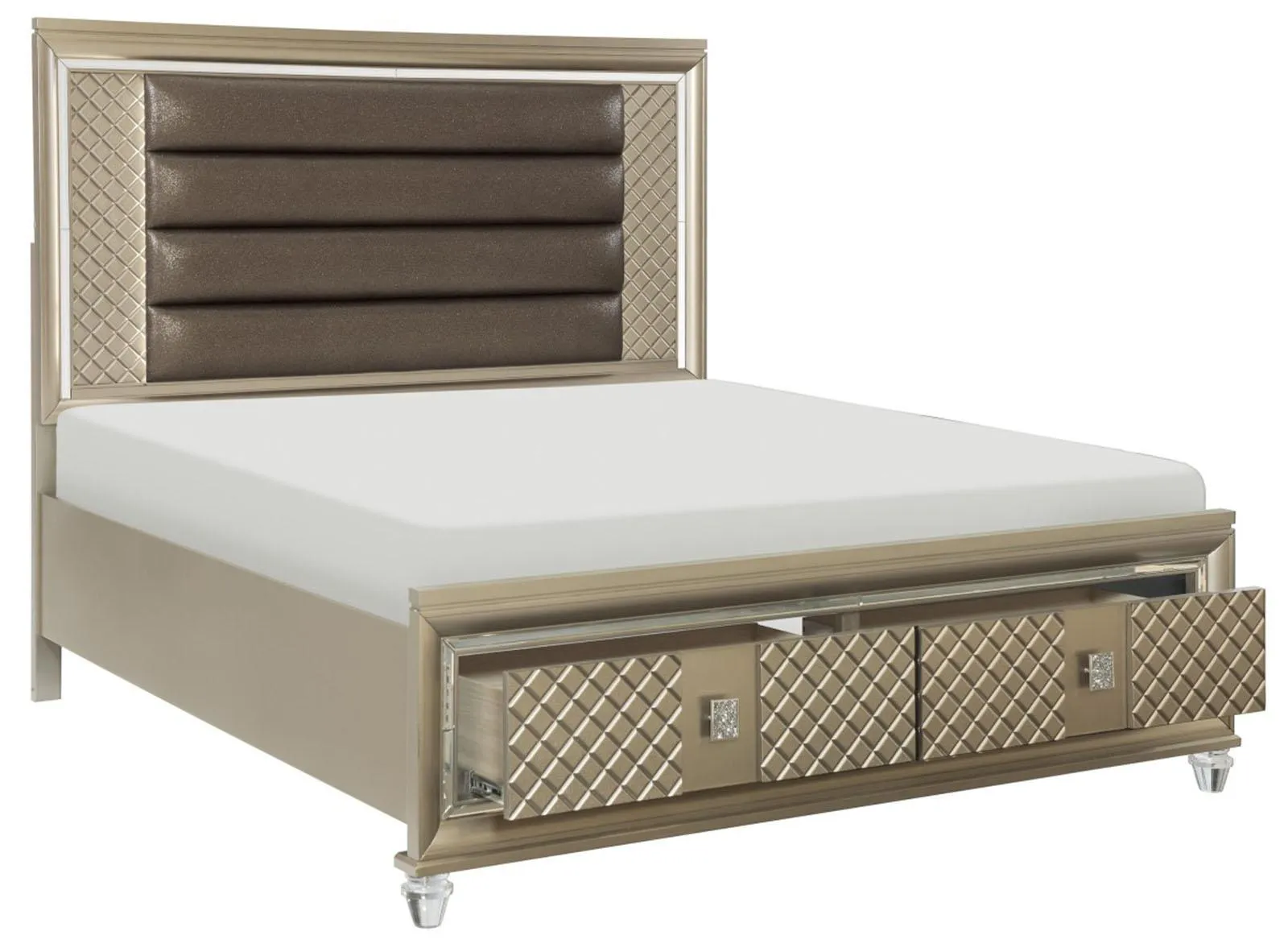 Loudon King Platform with Storage Bed in Champagne Metallic 1515K-1EK*