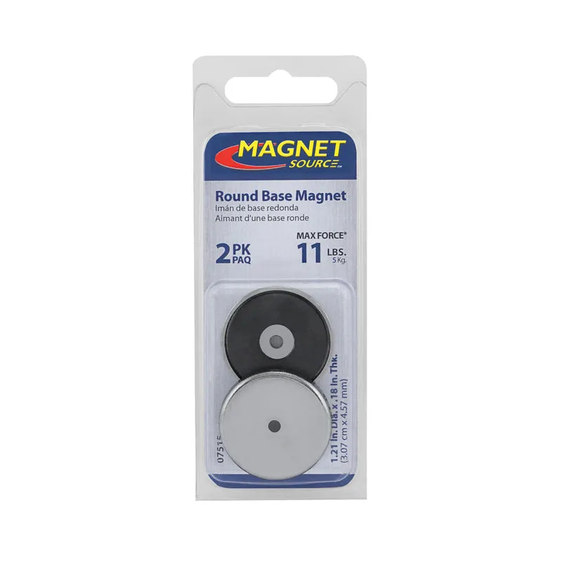 Magnet Source .18 in. L X 1.21 in. W Silver Round Base Magnet 10 lb. pull 2 pc