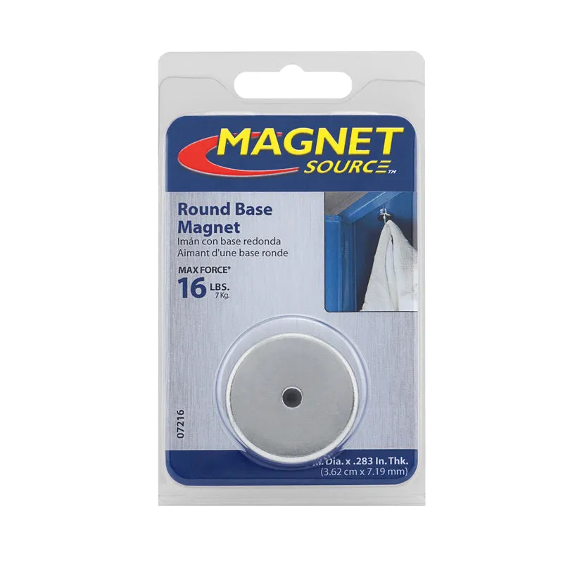 Magnet Source .283 in. L X 1.42 in. W Silver Round Base Magnet 16 lb. pull 1 pc