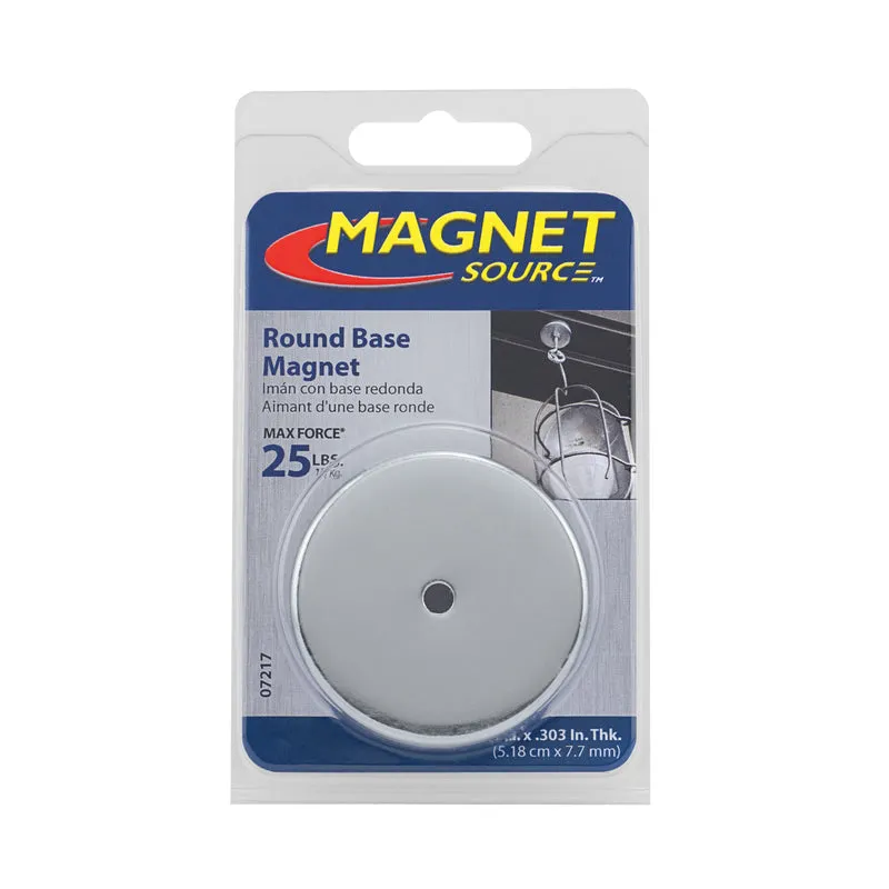 Magnet Source .303 in. L X 2.04 in. W Silver Round Base Magnet 25 lb. pull 1 pc