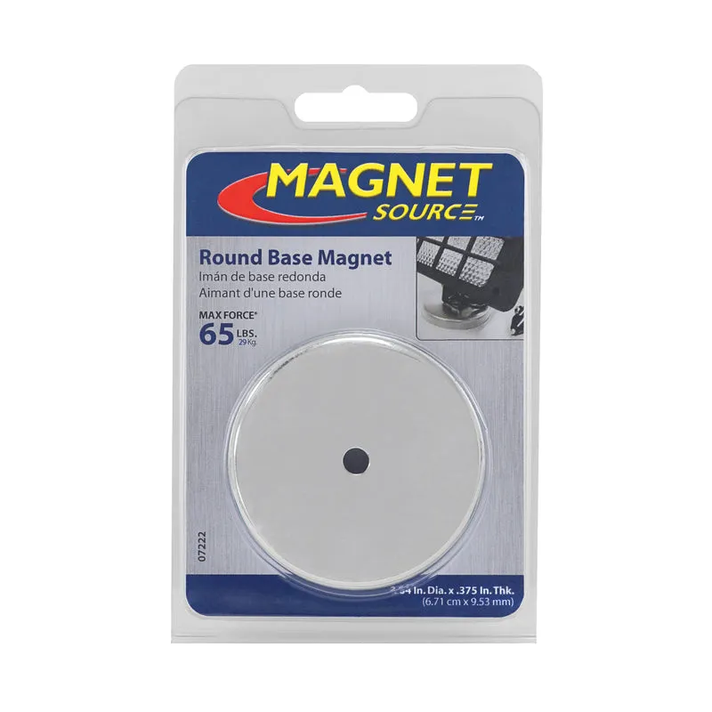 Magnet Source .375 in. L X 2.61 in. W Silver Round Base Magnet 65 lb. pull 1 pc