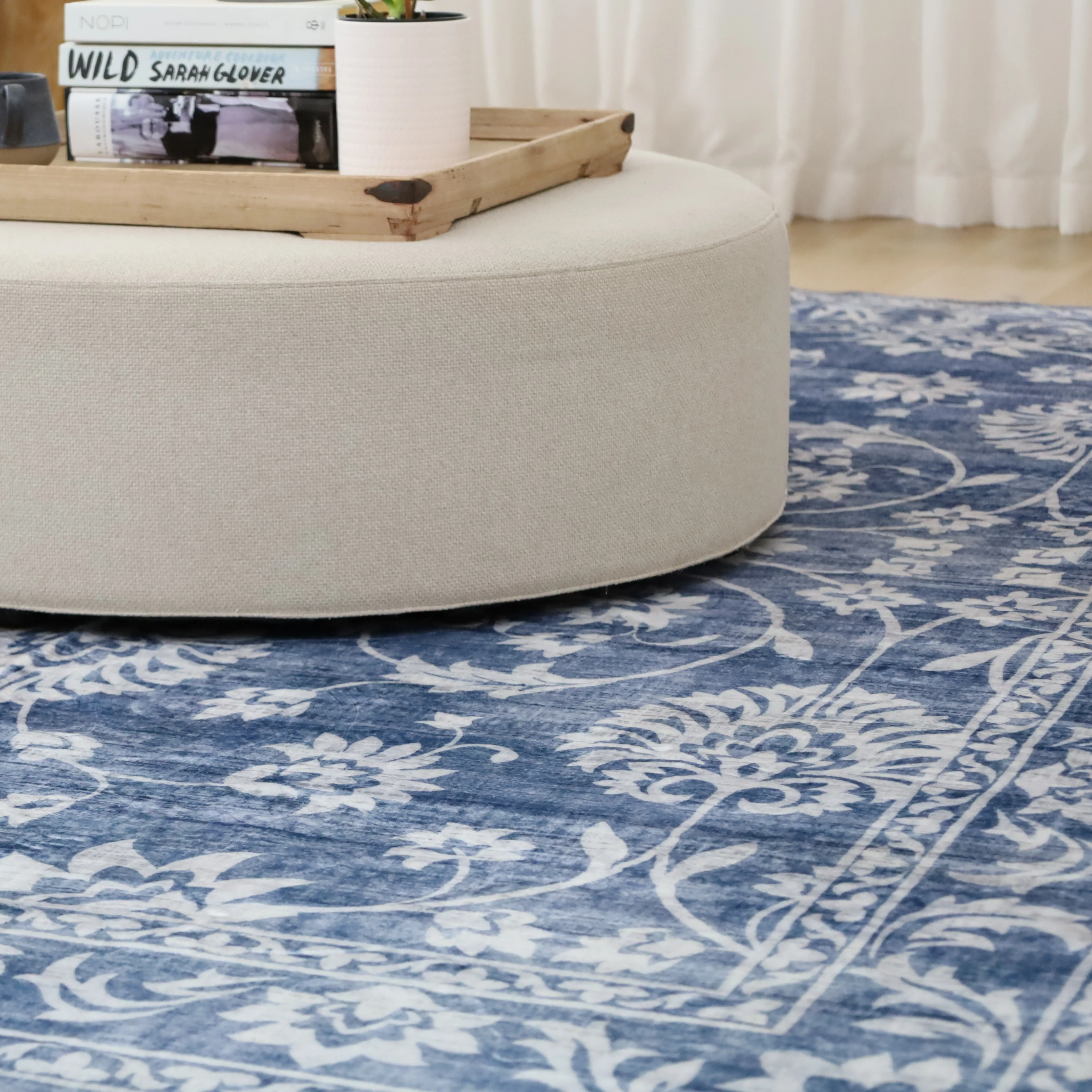 Megan Blue Machine Washable Area Rug