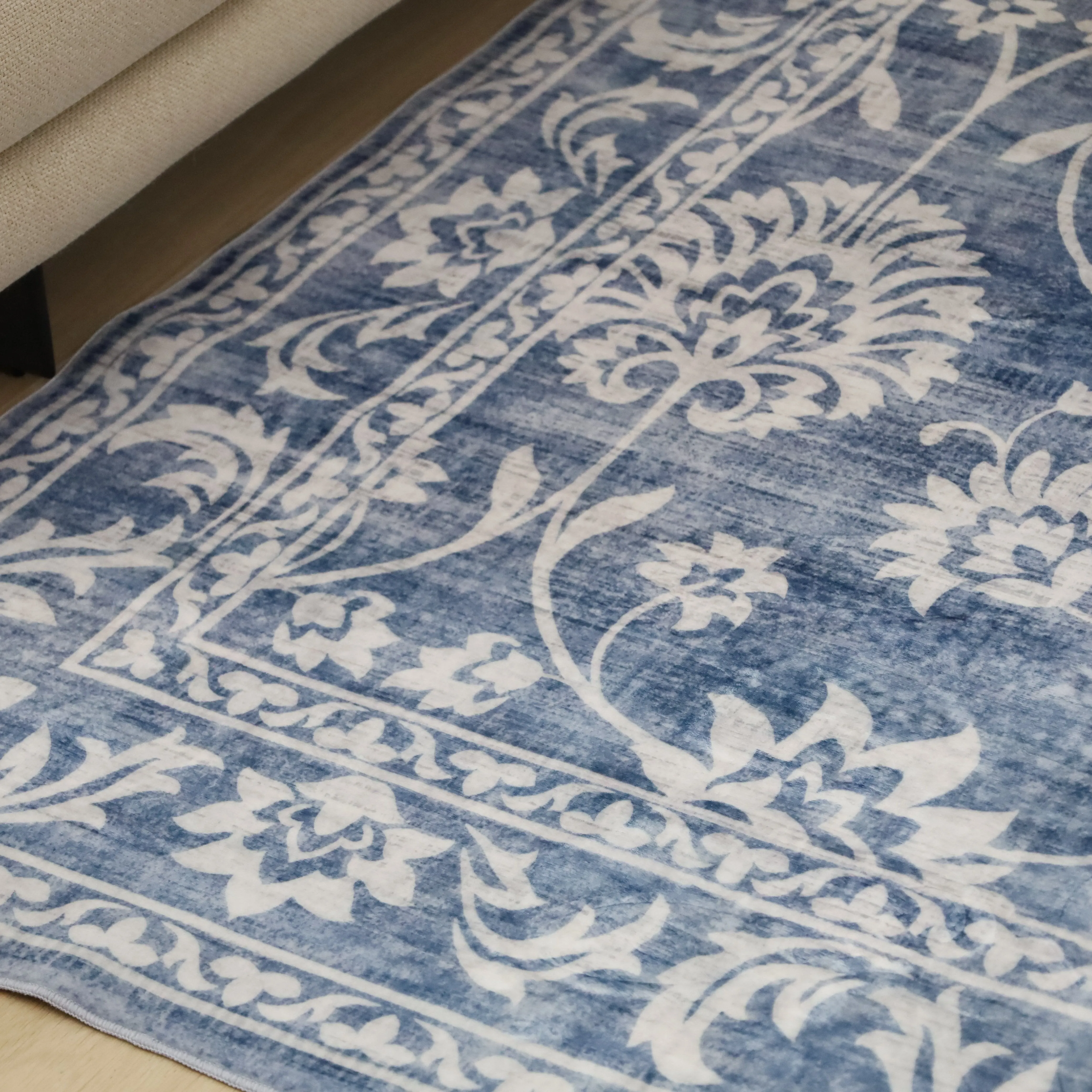 Megan Blue Machine Washable Area Rug