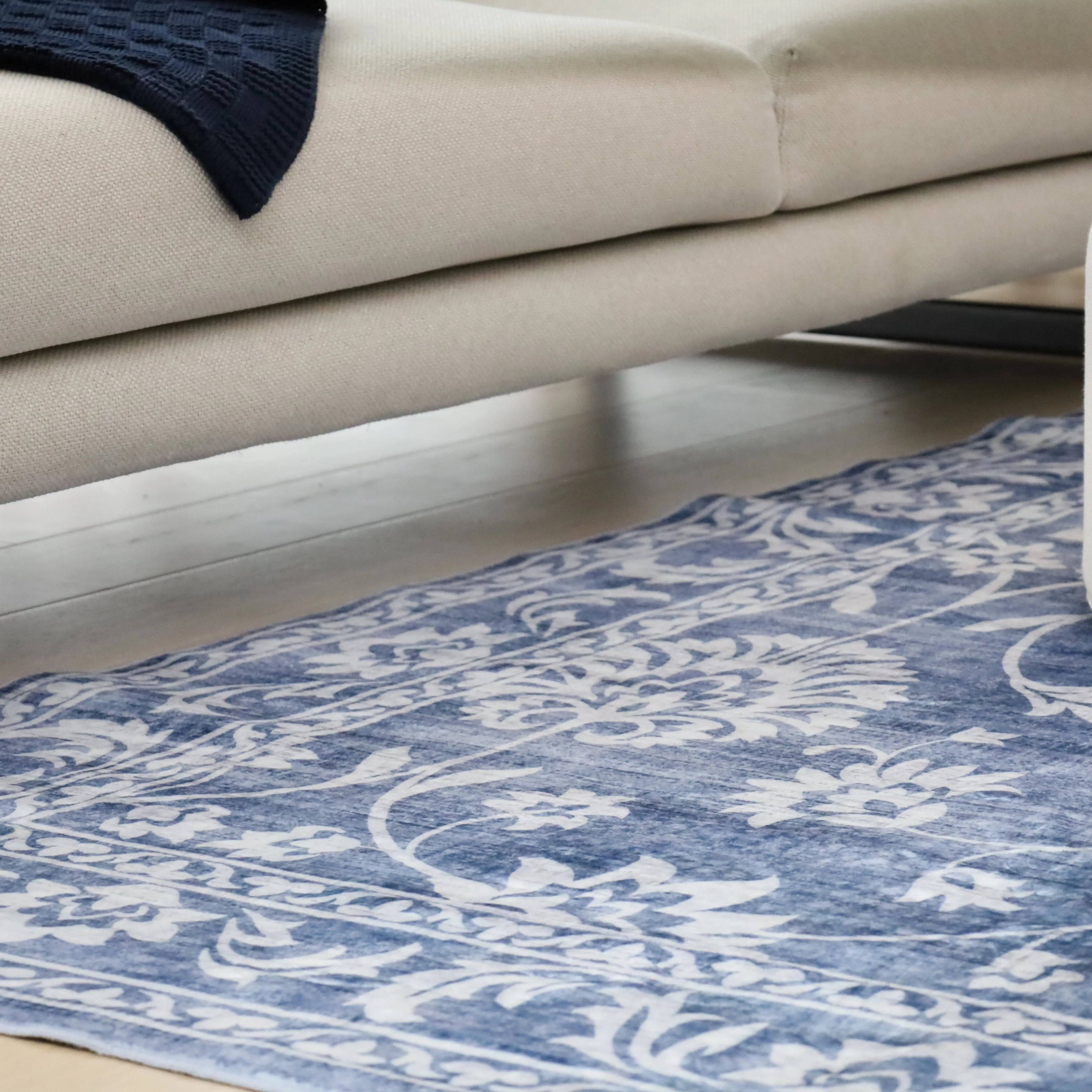 Megan Blue Machine Washable Area Rug