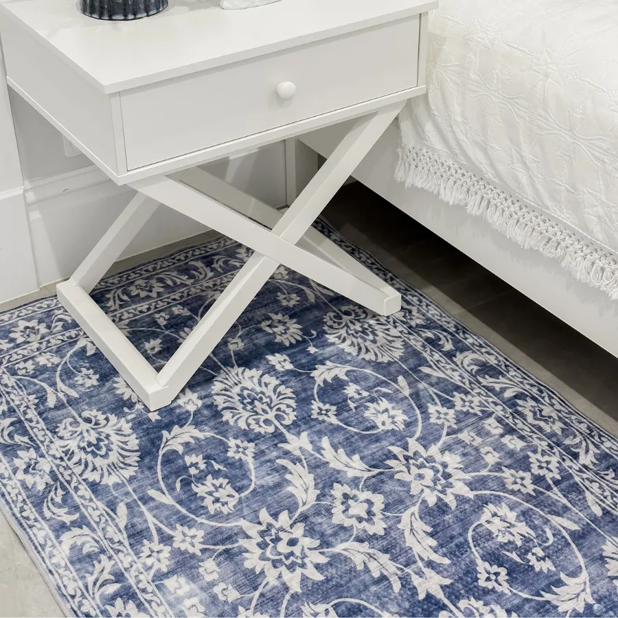 Megan Blue Machine Washable Area Rug