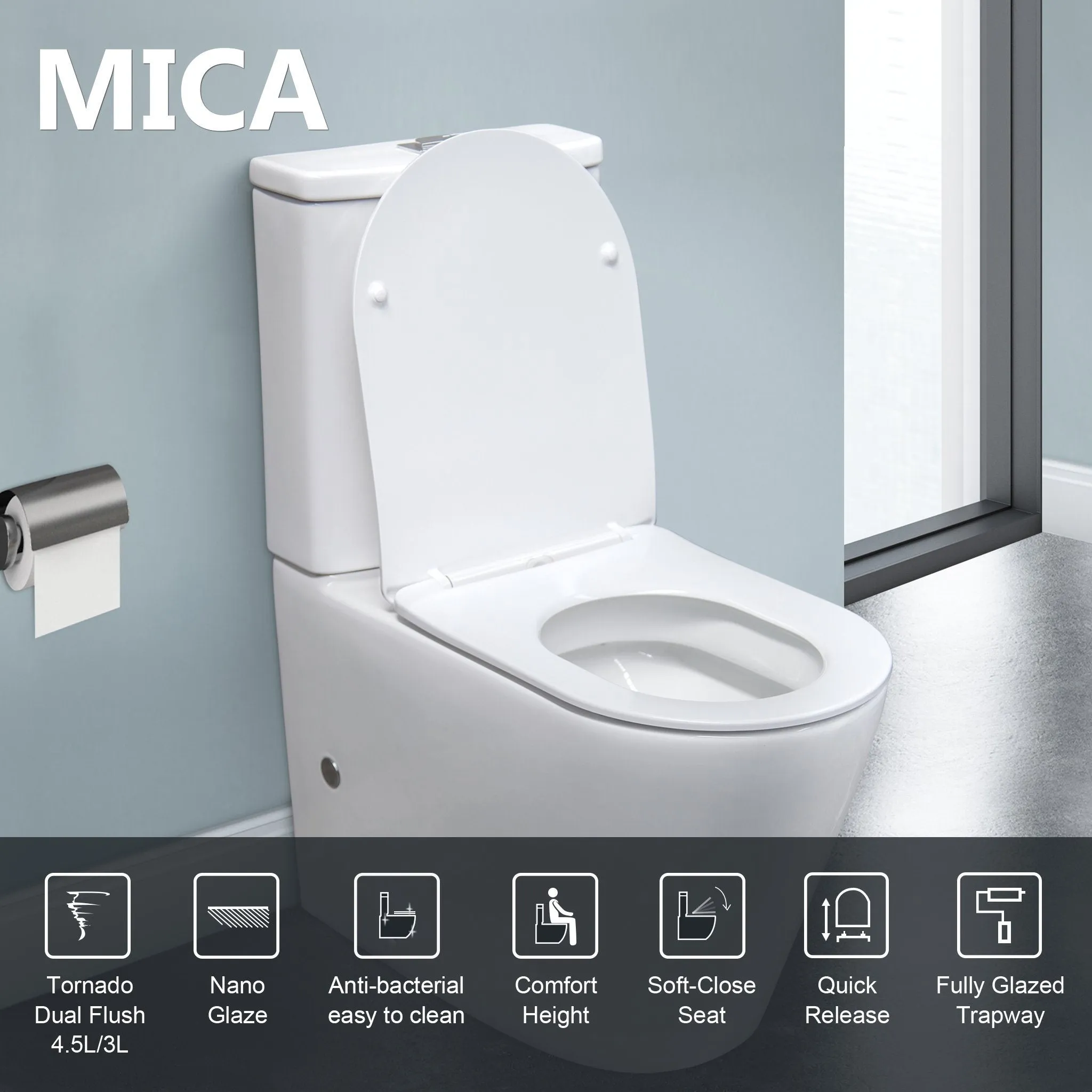 Mica Tornado Flush Wall Faced Toilet Suite