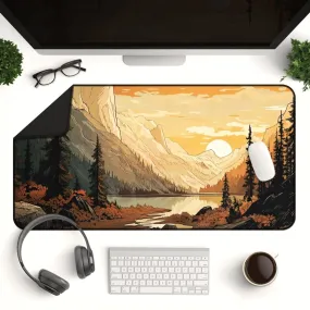 Mountain Desk Mat – Large Nature Desk Mat for Gaming & Office, Scenic Forest and Valley Design