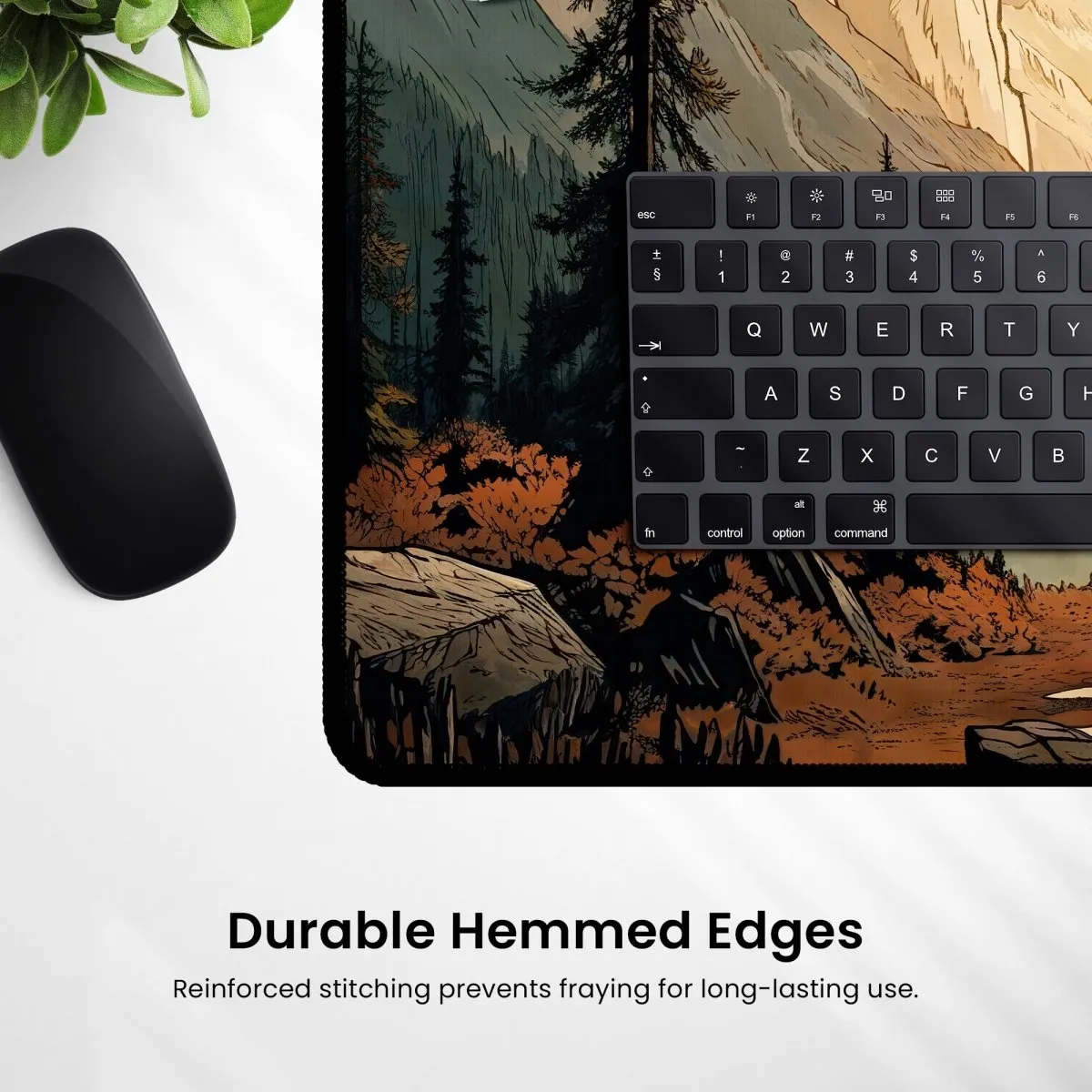 Mountain Desk Mat – Large Nature Desk Mat for Gaming & Office, Scenic Forest and Valley Design