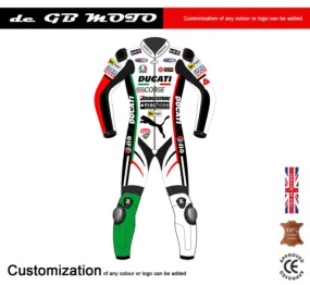 New DUCATI Corse 1 Piece Motorbike Racing Leather Suit CE Approved Armour