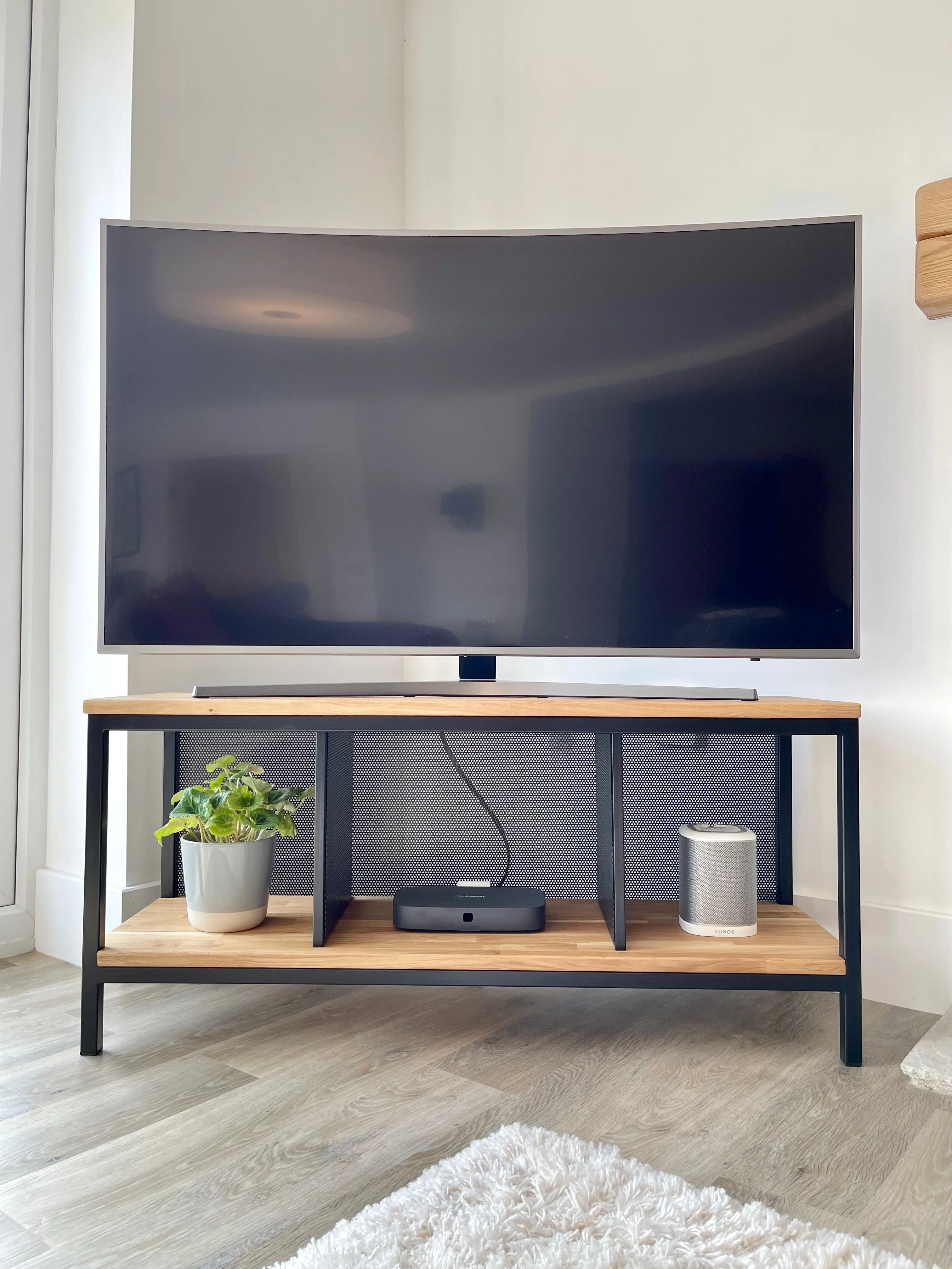 Oak Metal TV Media Unit