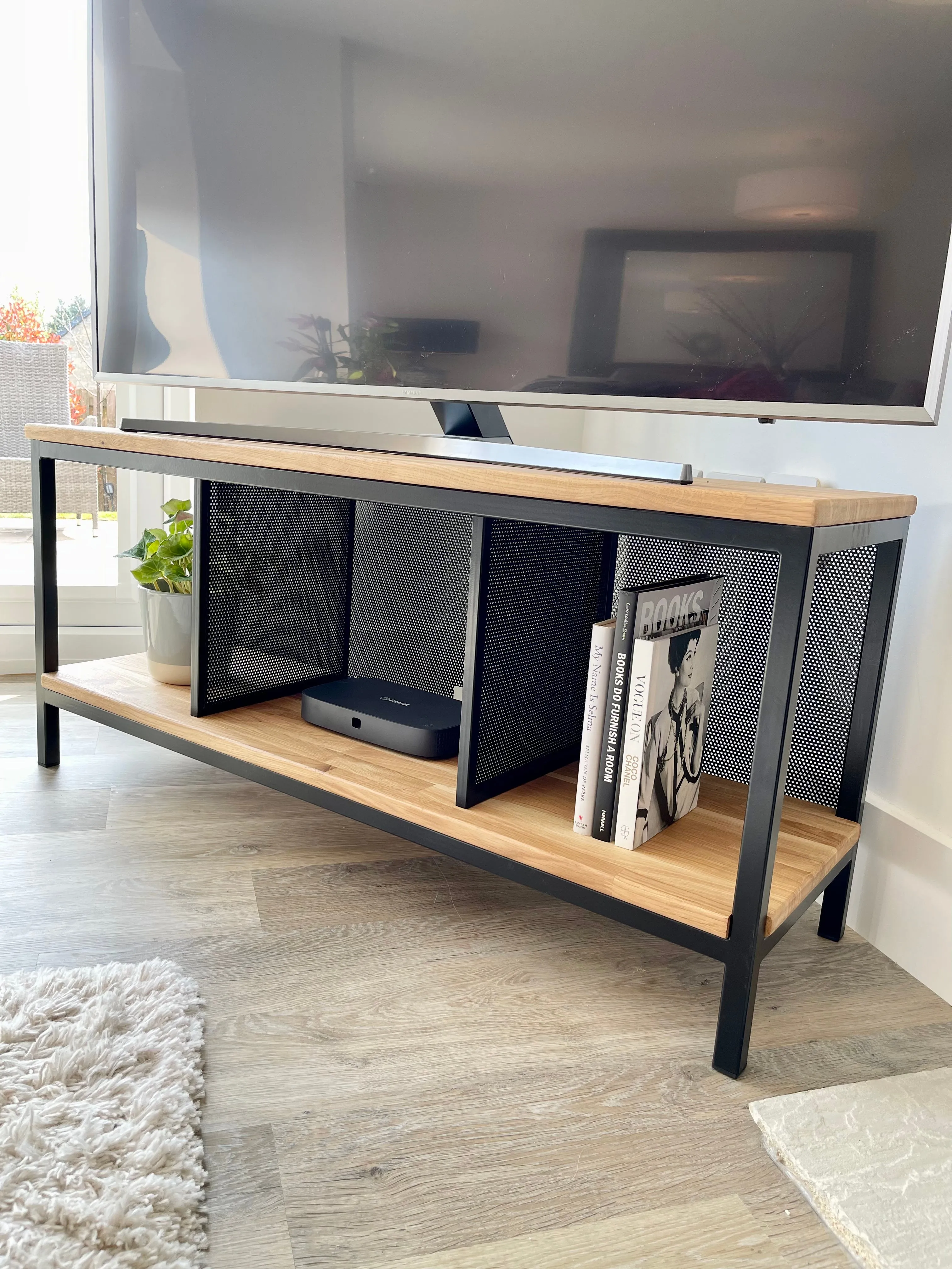 Oak Metal TV Media Unit