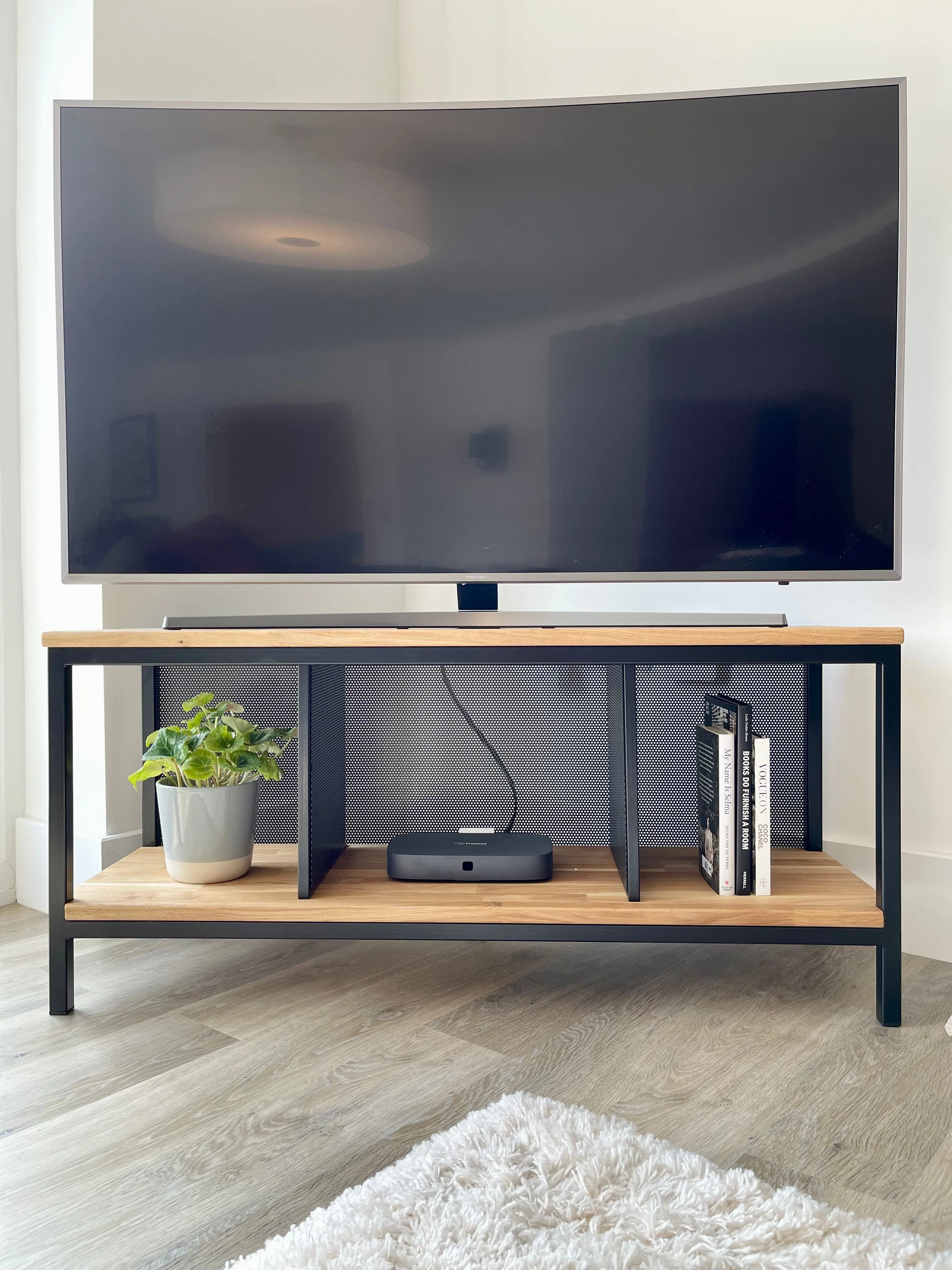 Oak Metal TV Media Unit