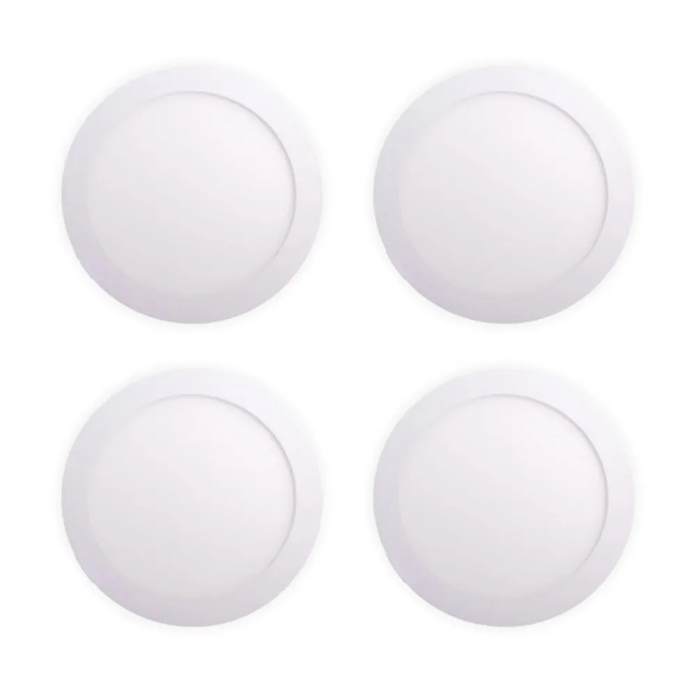 Pack of 4 12W Recessed Round LED Downlight Mini Panel 170mm Diameter, Hole Size 160mm, 3000K