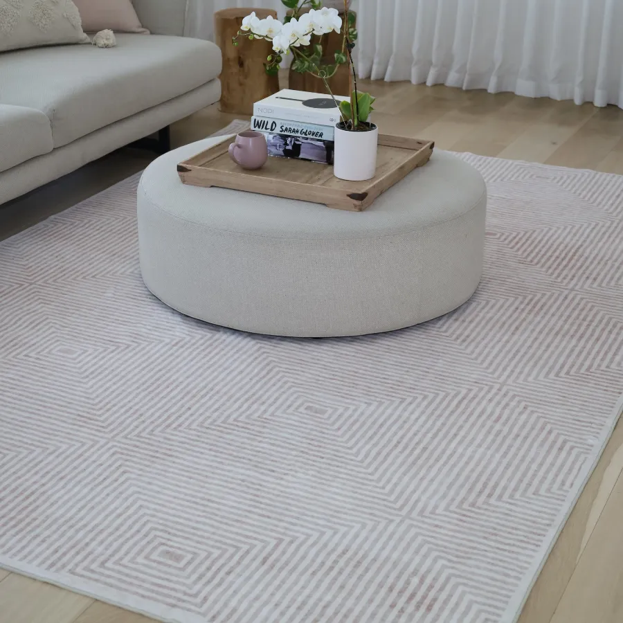 Pam Beige Machine Washable Large Rug