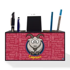 Pen and Mobile Stand Holder Desk Organizer - Capricorn Red