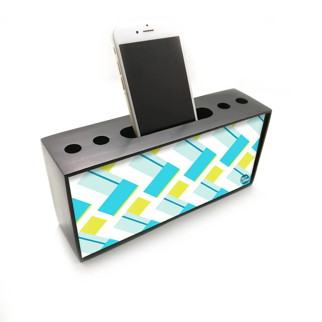 Pen Mobile Stand Holder Desk Organizer - Colrful Box Blue And Yellow