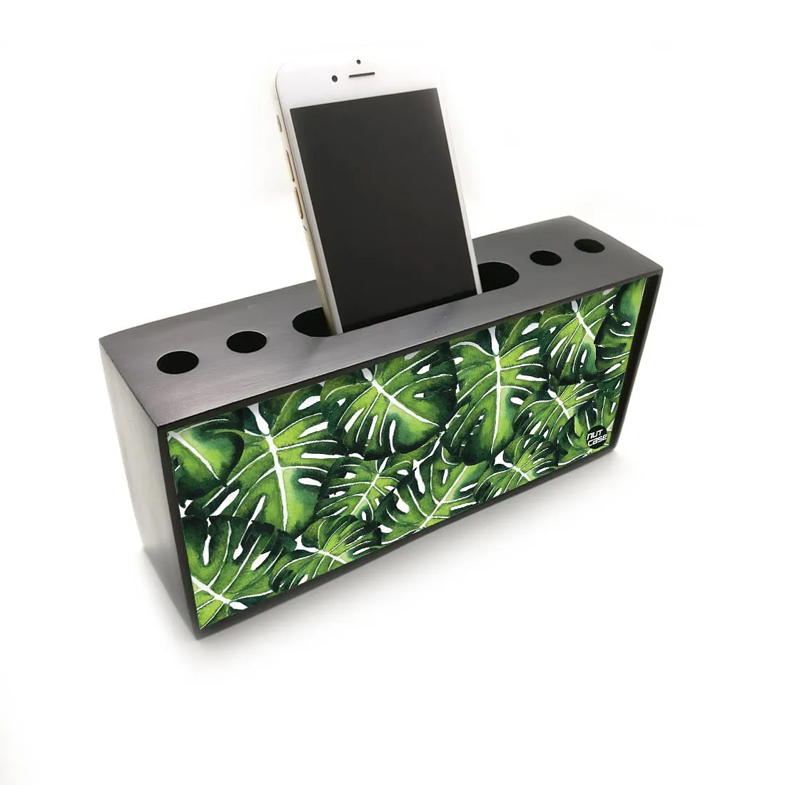 Pen Mobile Stand Holder Desk Organizer - Monstera Plants