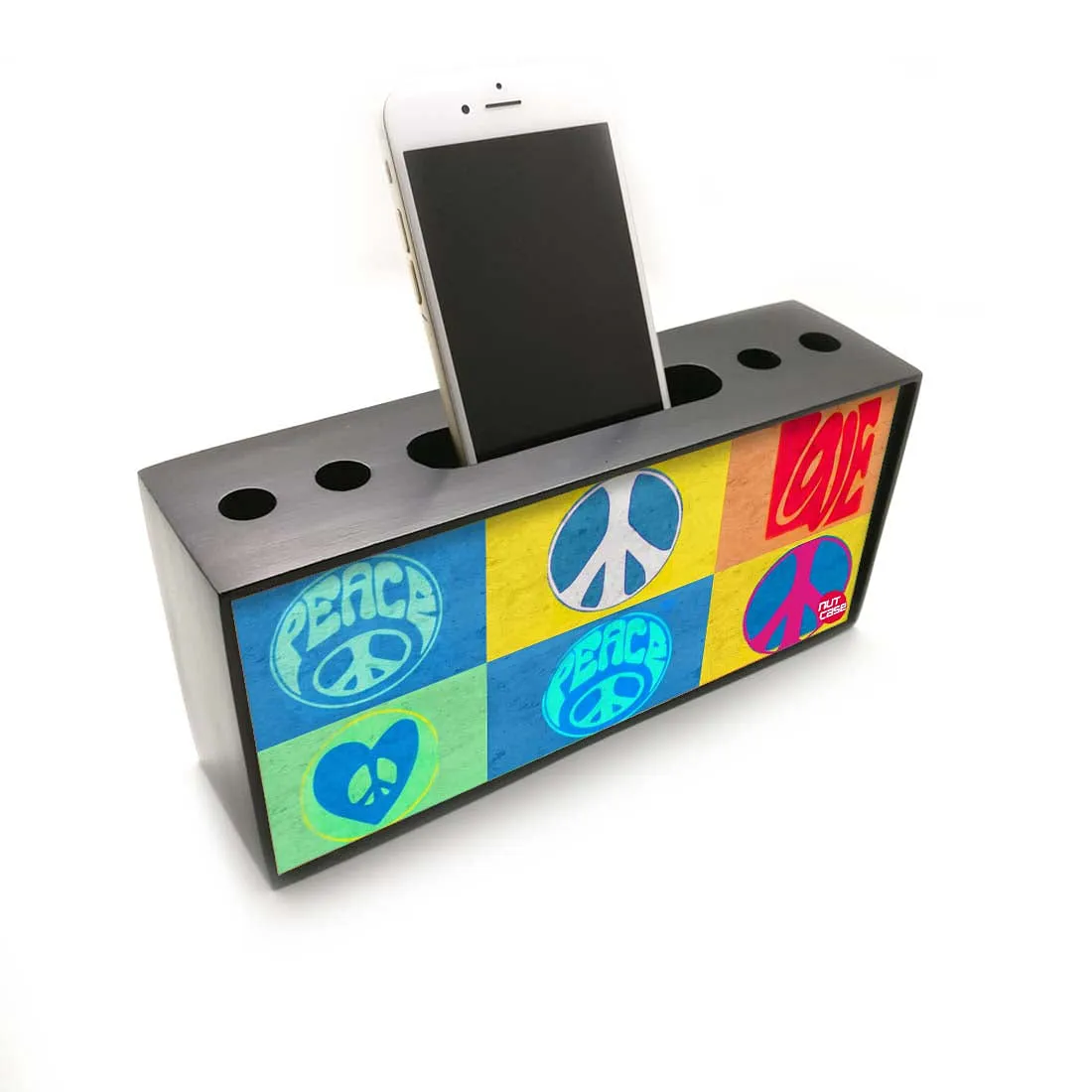 Pen Mobile Stand Holder Desk Organizer - Retro Peace Love