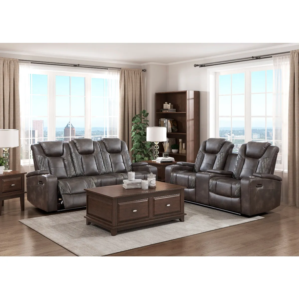 Power Reclining Sofa with Cup Holders, Storage Arms & Power Headrests