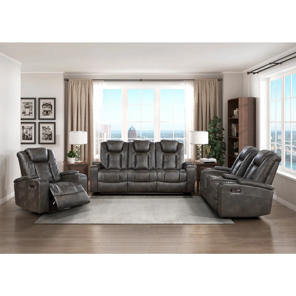 Power Reclining Sofa with Cup Holders, Storage Arms & Power Headrests