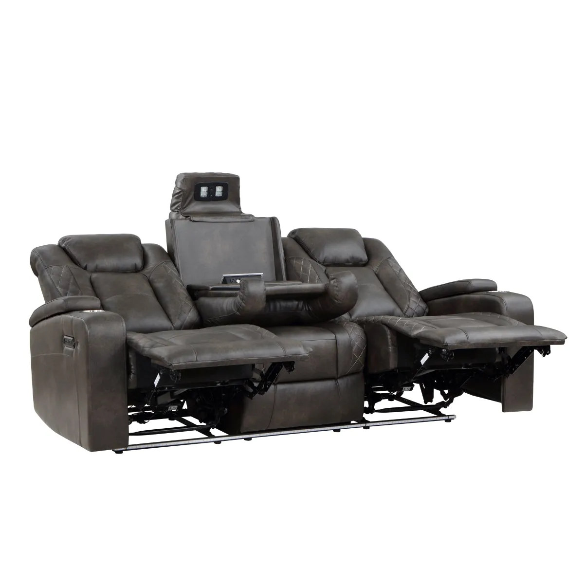 Power Reclining Sofa with Cup Holders, Storage Arms & Power Headrests