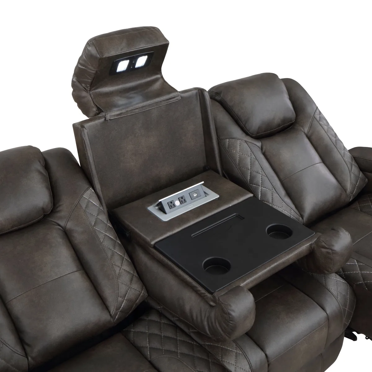 Power Reclining Sofa with Cup Holders, Storage Arms & Power Headrests