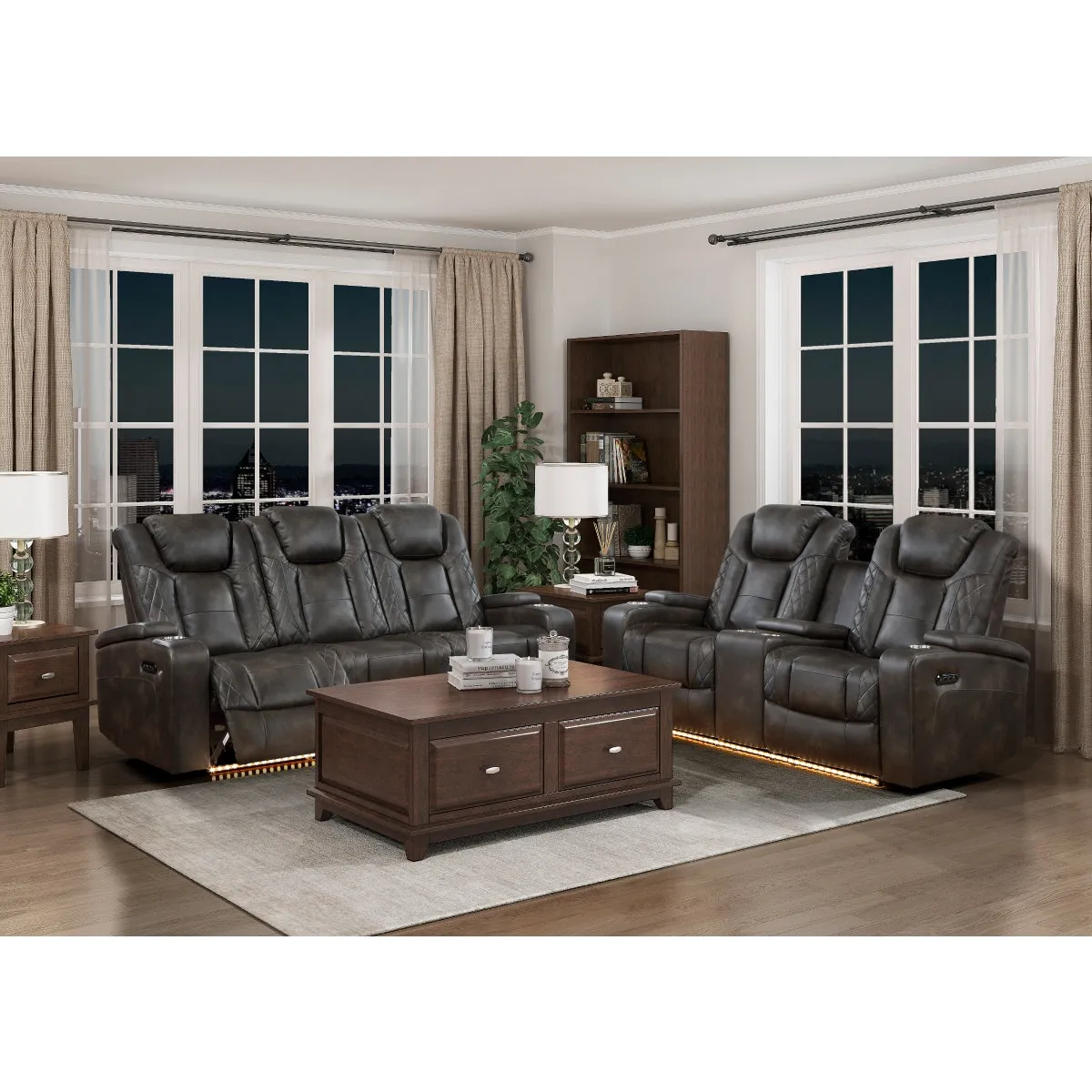 Power Reclining Sofa with Cup Holders, Storage Arms & Power Headrests