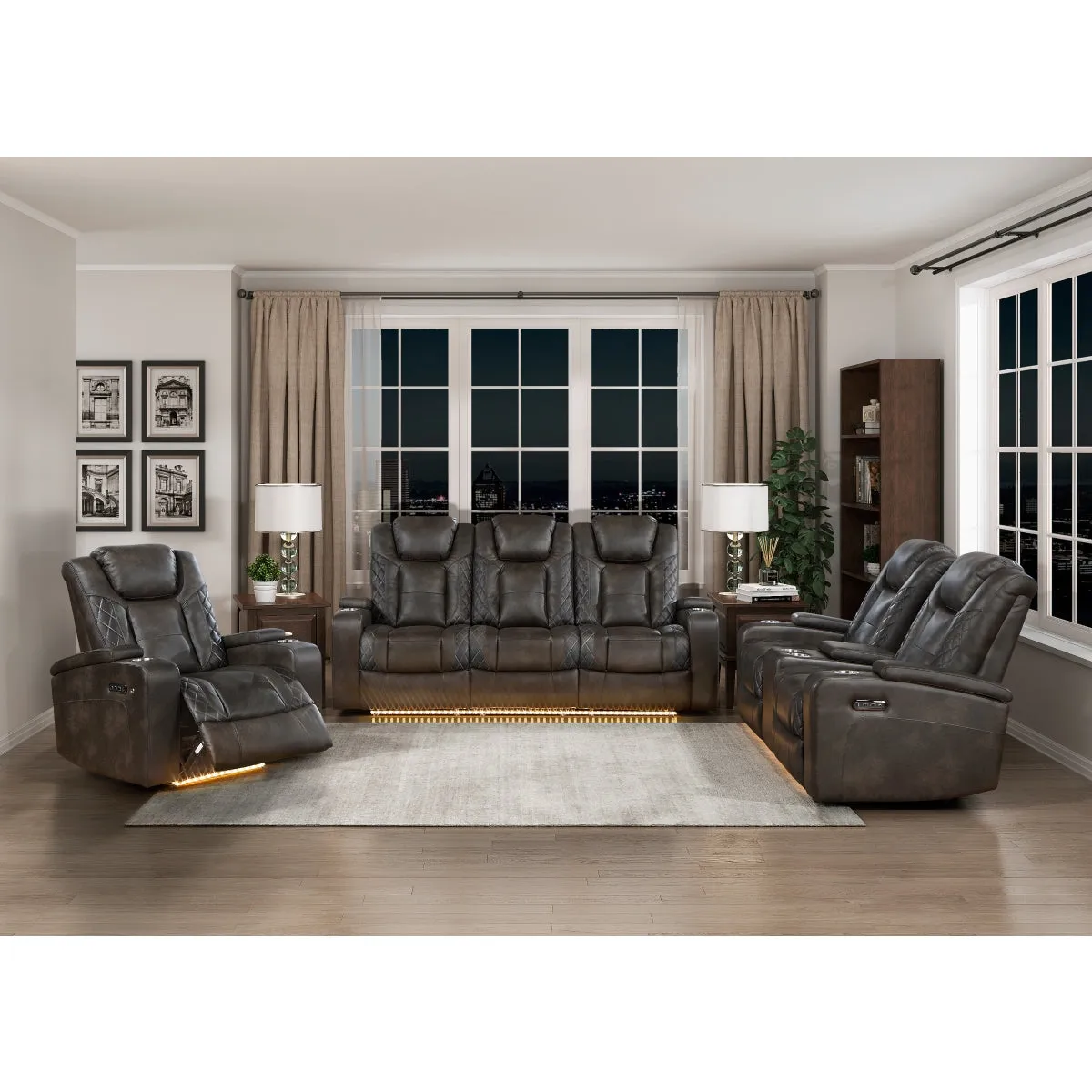 Power Reclining Sofa with Cup Holders, Storage Arms & Power Headrests