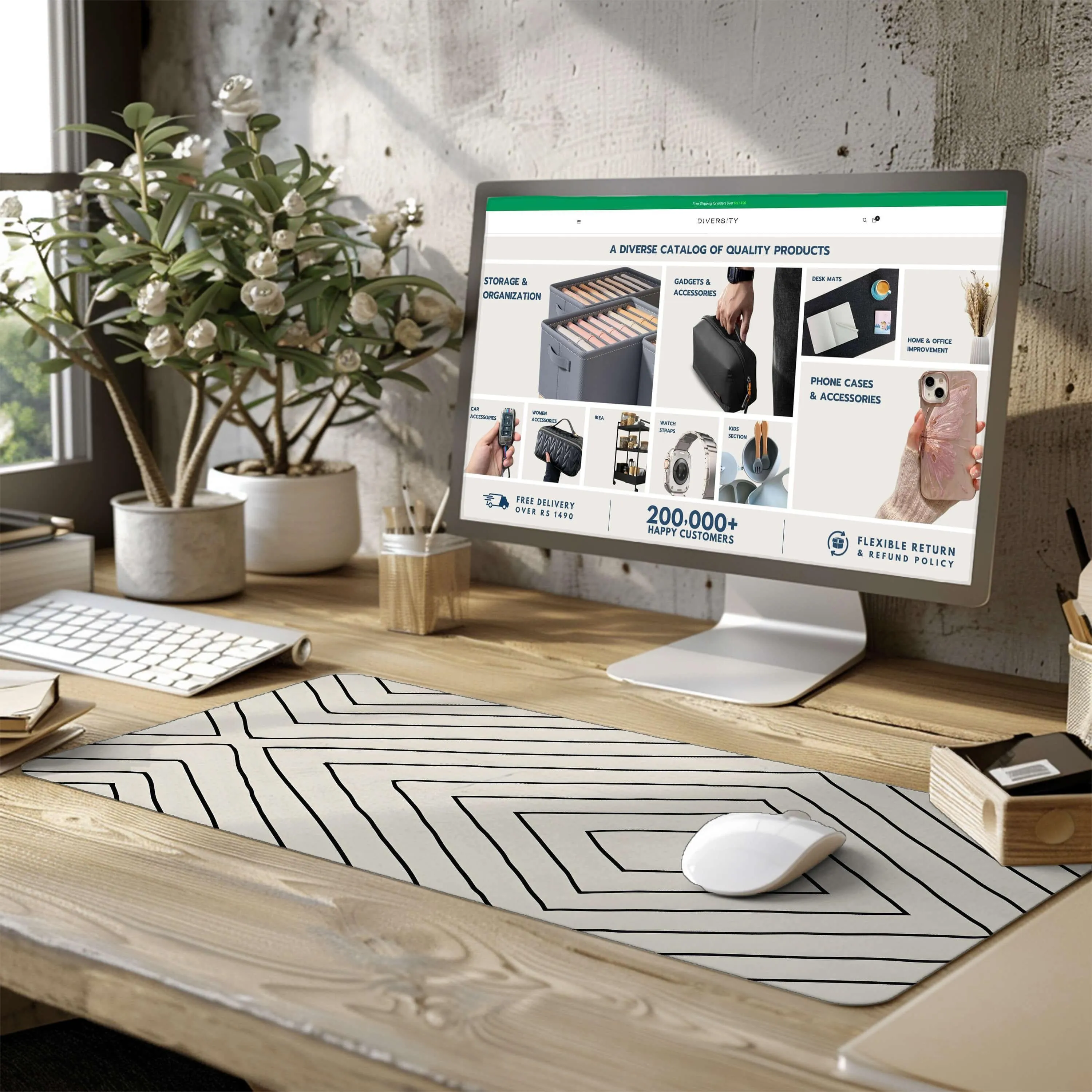 Printed Desk Mat - Diamond Pattern