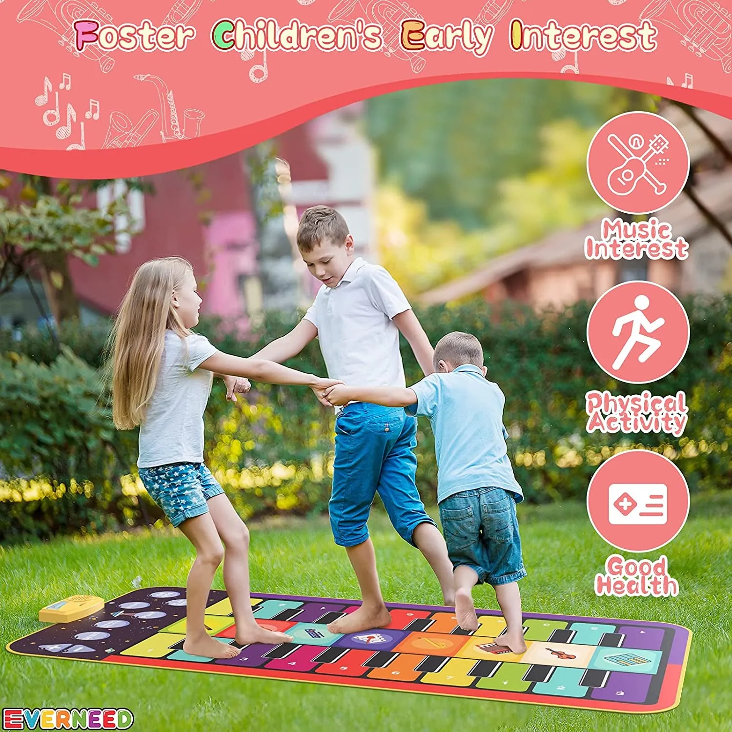 "Musical Magic Mat: the Perfect Christmas Gift for Little Music Prodigies! 55" Non-Slip Piano Mat for Toddlers, Cultivating Musical Talent from an Early Age (Suitable for 1-5 Year Olds)"