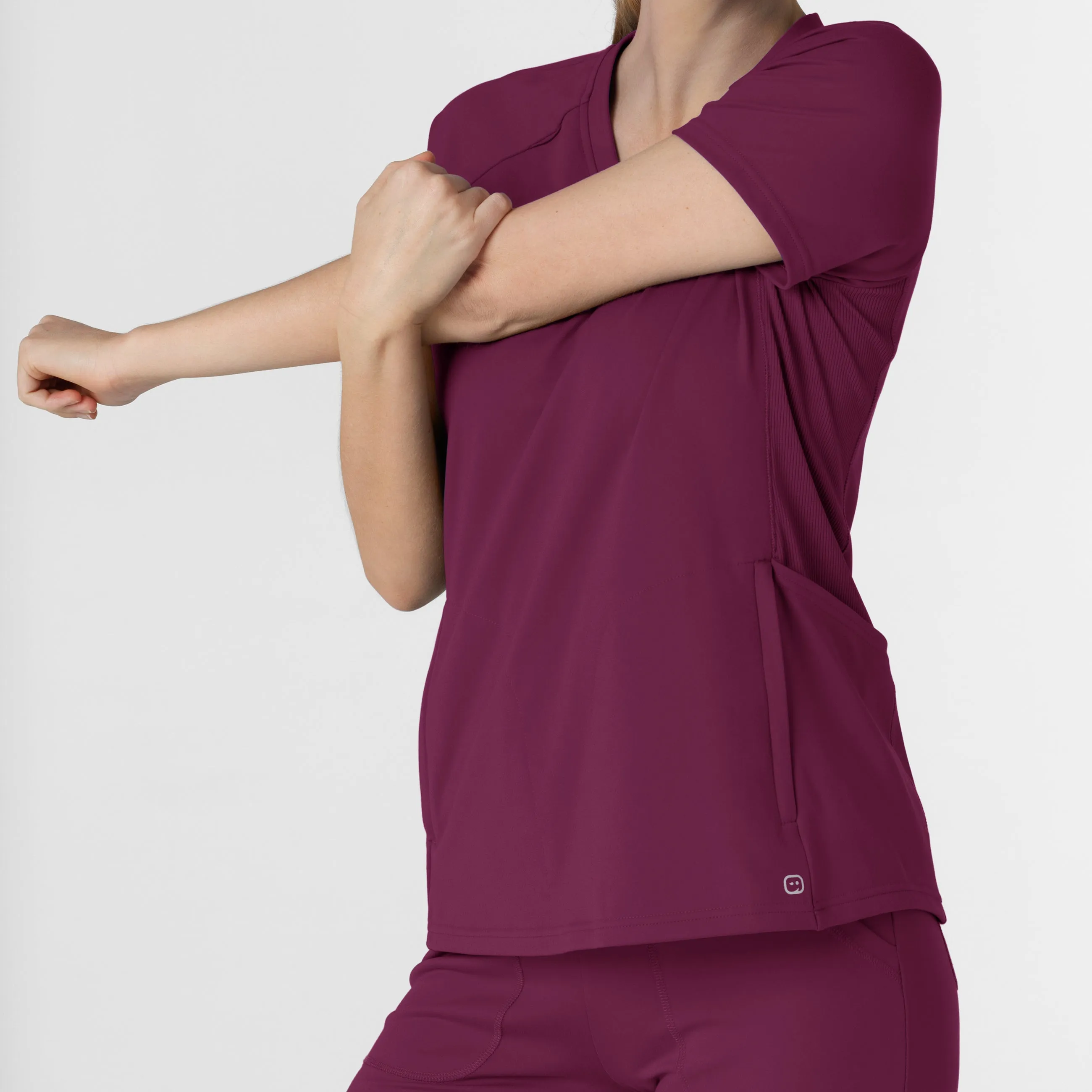 RENEW Knit Women's Flex-n-Reach V-Neck Raglan Scrub Top - Wine