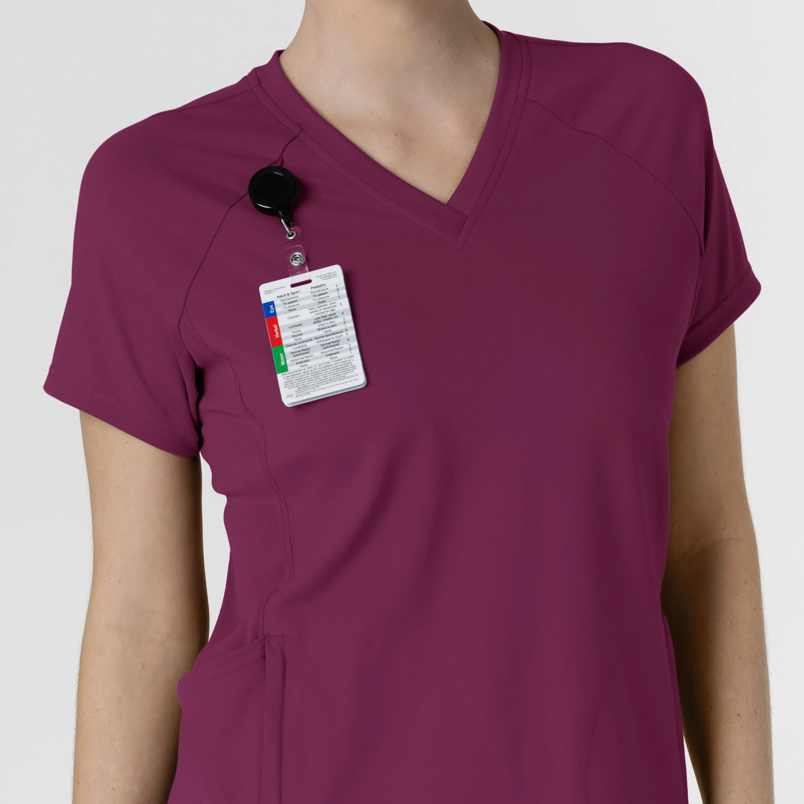 RENEW Knit Women's Flex-n-Reach V-Neck Raglan Scrub Top - Wine