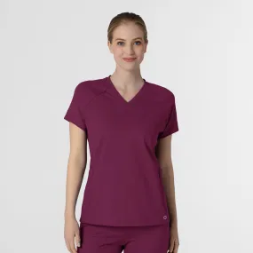 RENEW Knit Women's Flex-n-Reach V-Neck Raglan Scrub Top - Wine