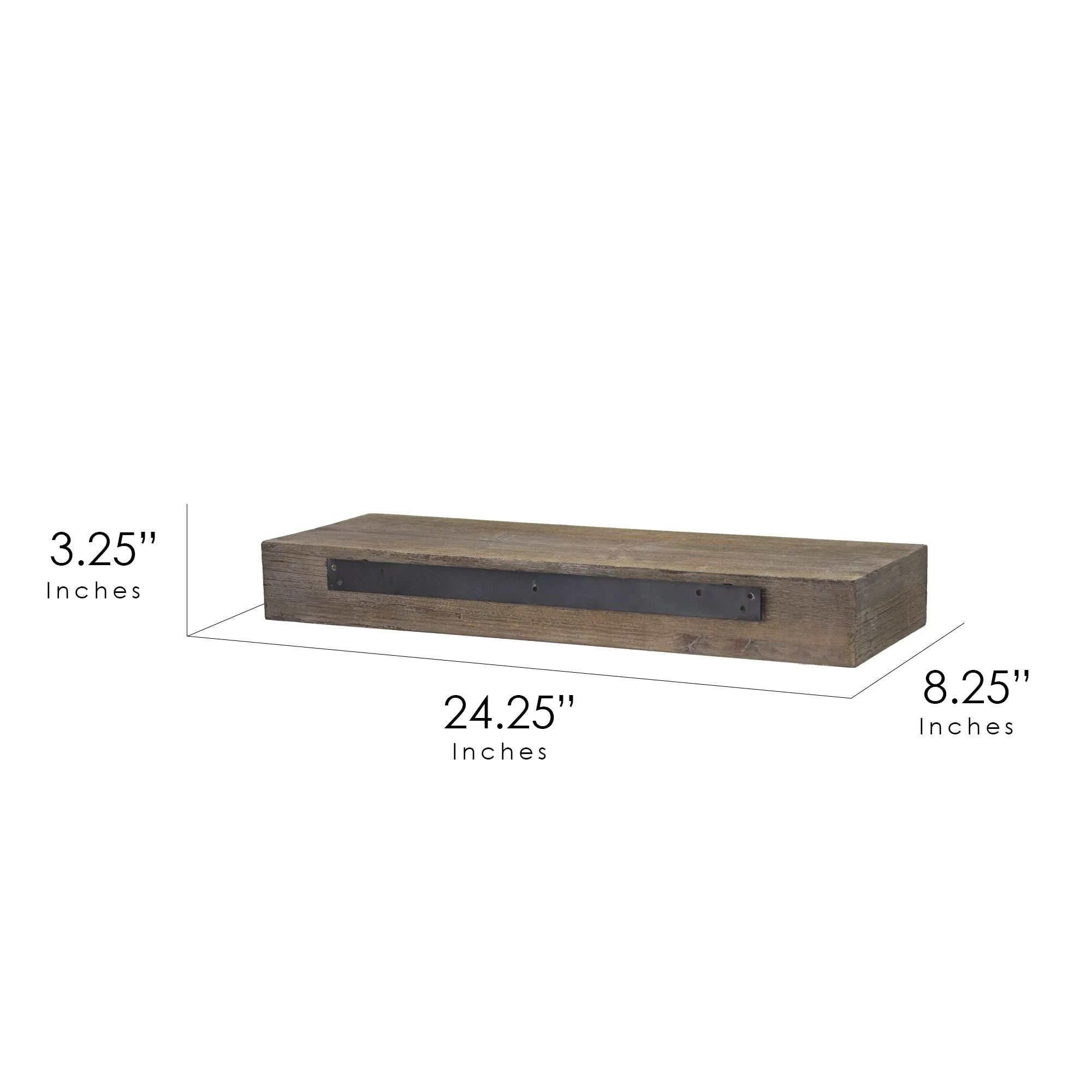 Rustic Wood Floating Wall Shelf - Small/Grey