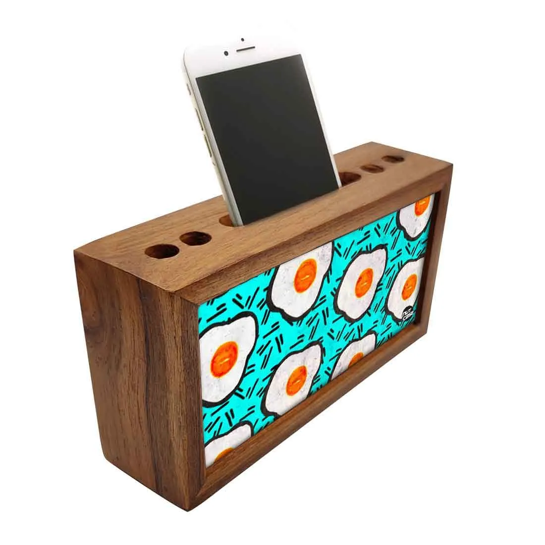 Small Wooden Mobile Pen Holder for Office - Eggs