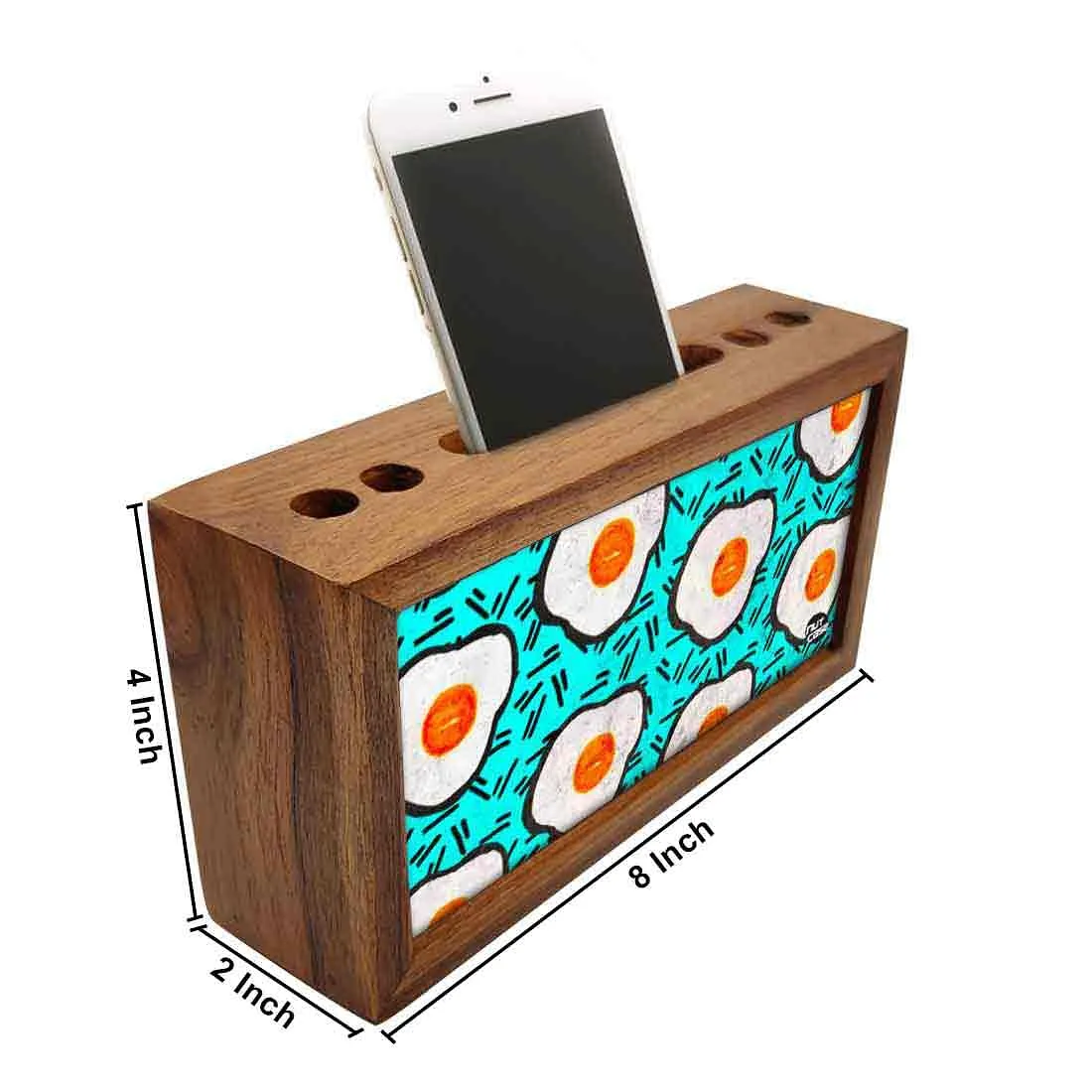 Small Wooden Mobile Pen Holder for Office - Eggs