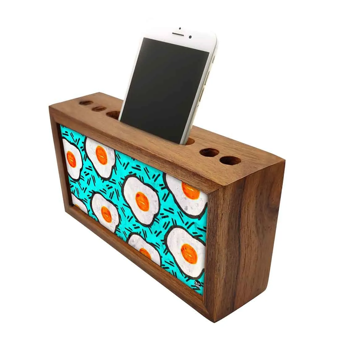 Small Wooden Mobile Pen Holder for Office - Eggs