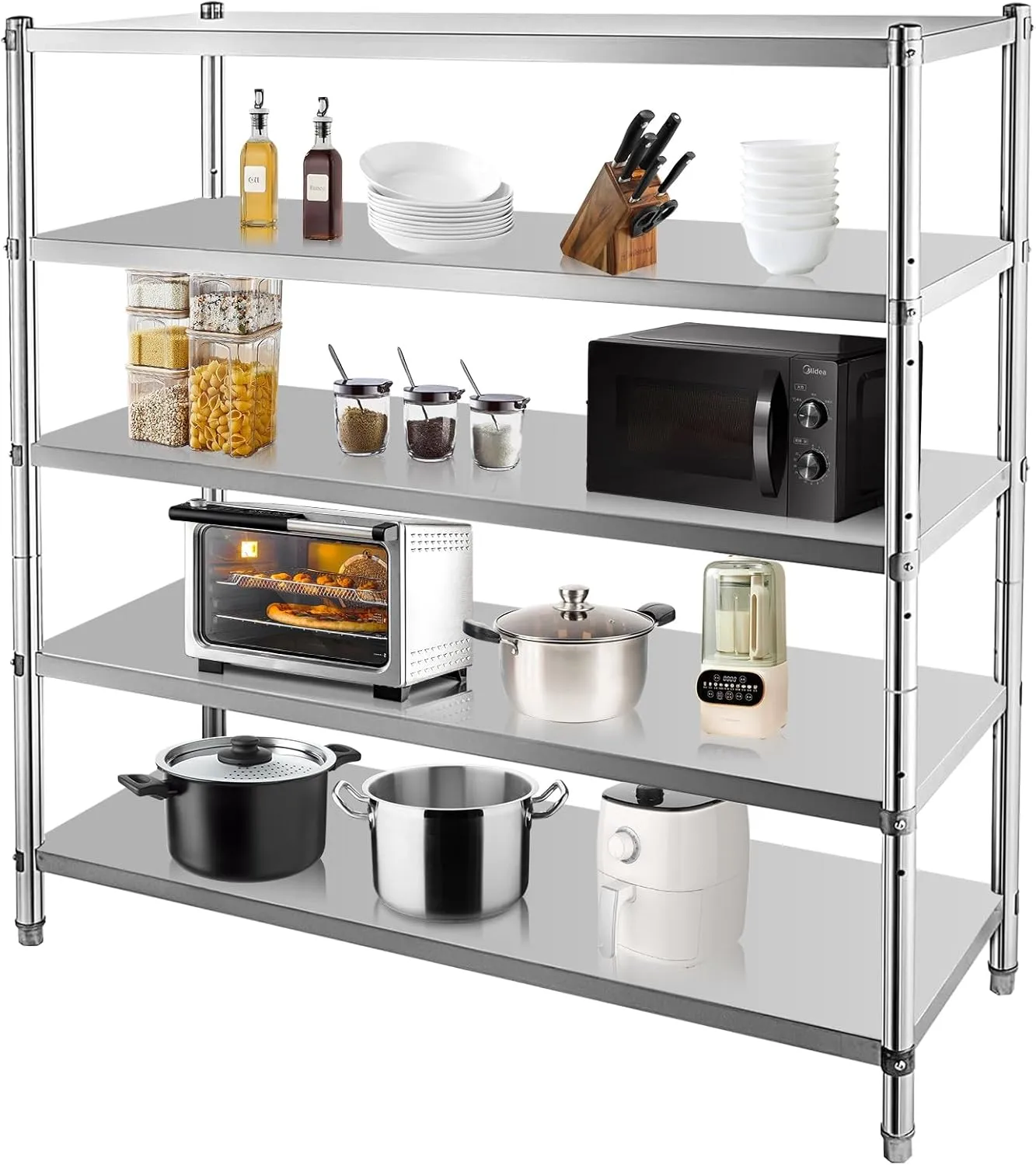 Stainless Steel Shelves, Durable Storage Shelf, Heavy Duty Kitchen Rack