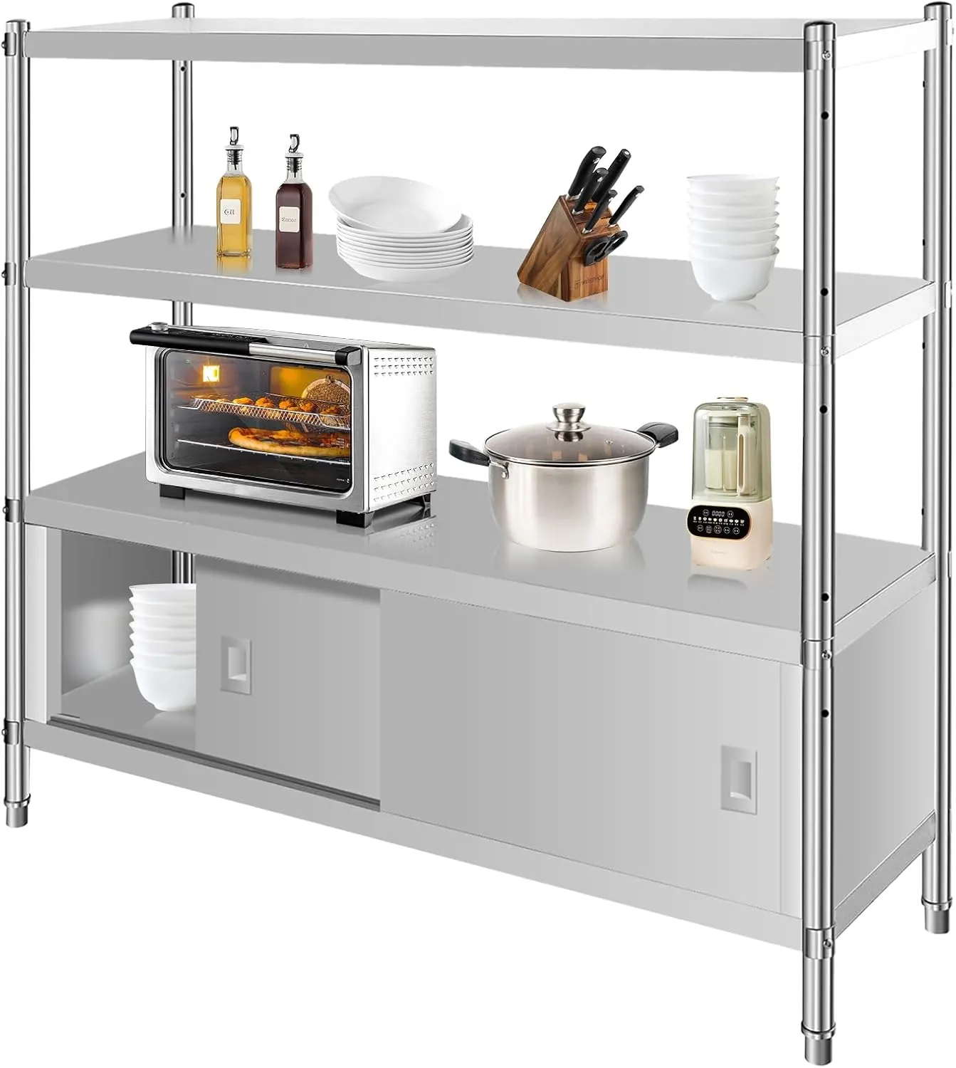 Stainless Steel Shelves, Durable Storage Shelf, Heavy Duty Kitchen Rack