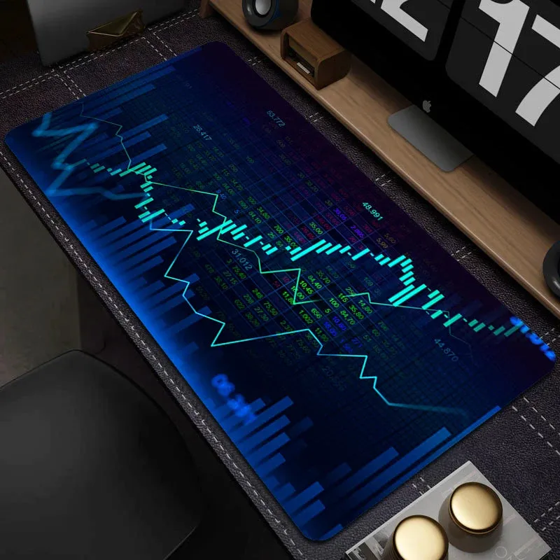 Stock Market Candle Chart Mouse Mat Gaming Keyboard Mat Large Non-Slip Mouse Pad Gamer HD Print Mousepad Game Rubber Accessories