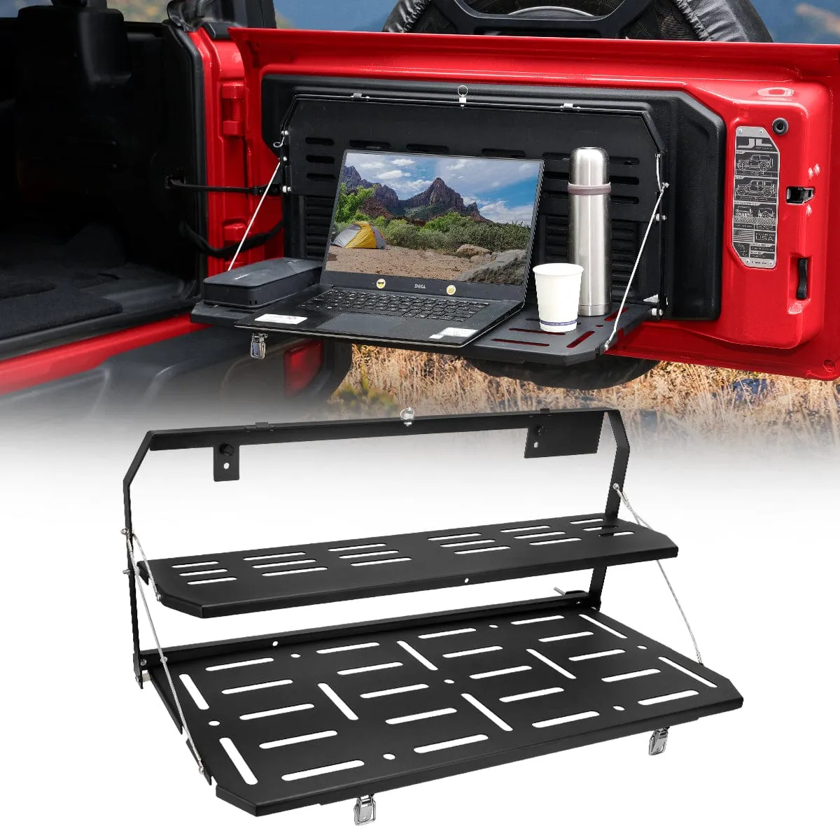 Suparee Jeep Wrangler Double-Layer Foldable Tailgate Table for 2018-Later JL JLU