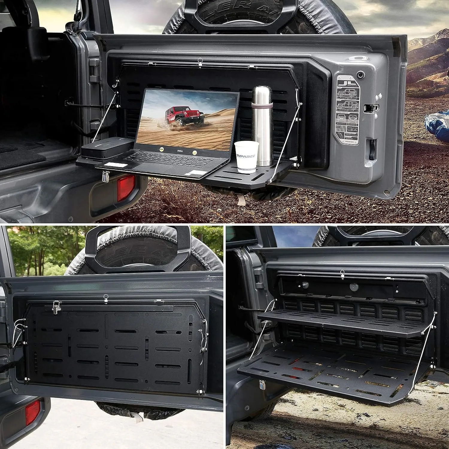 Suparee Jeep Wrangler Double-Layer Foldable Tailgate Table for 2018-Later JL JLU