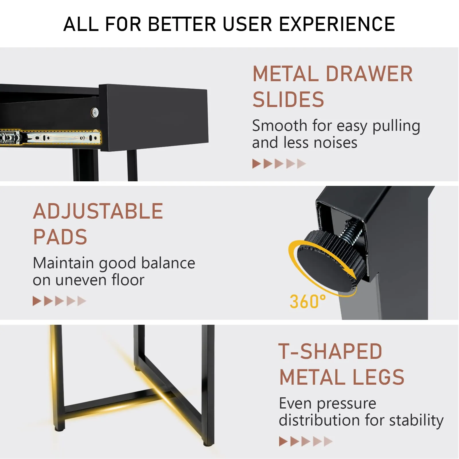 Tangkula 48” Computer Desk with Drawer, Home Office Desk with Sturdy Metal Frame