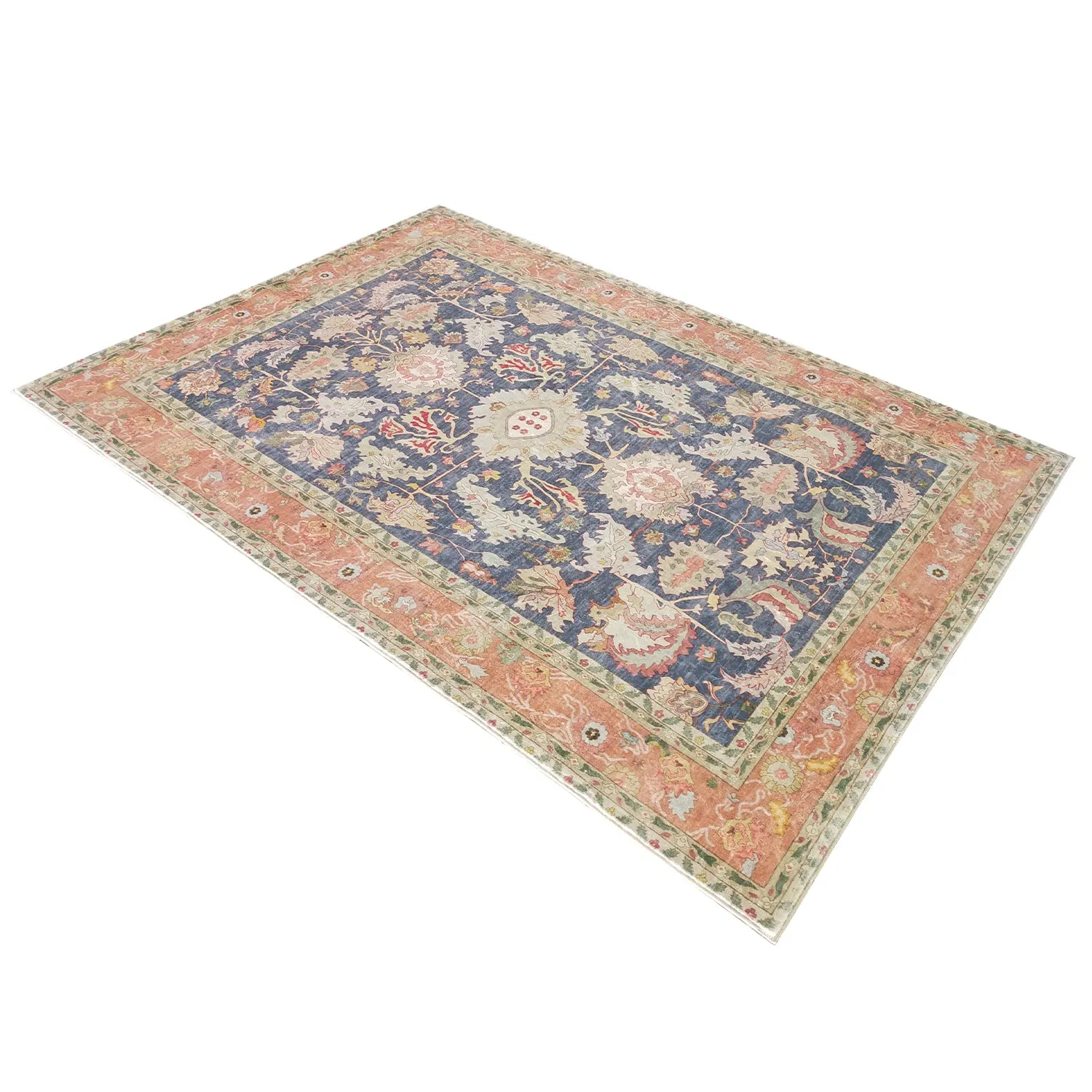 Vama Blue Machine Washable Large Carpet