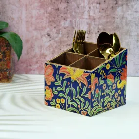 Vibrant Floral Multipurpose MDF Organizer ( 4 Divisions)