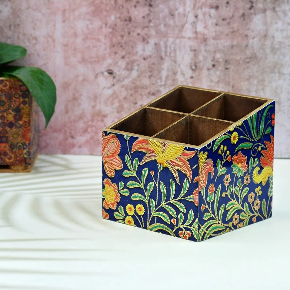 Vibrant Floral Multipurpose MDF Organizer ( 4 Divisions)