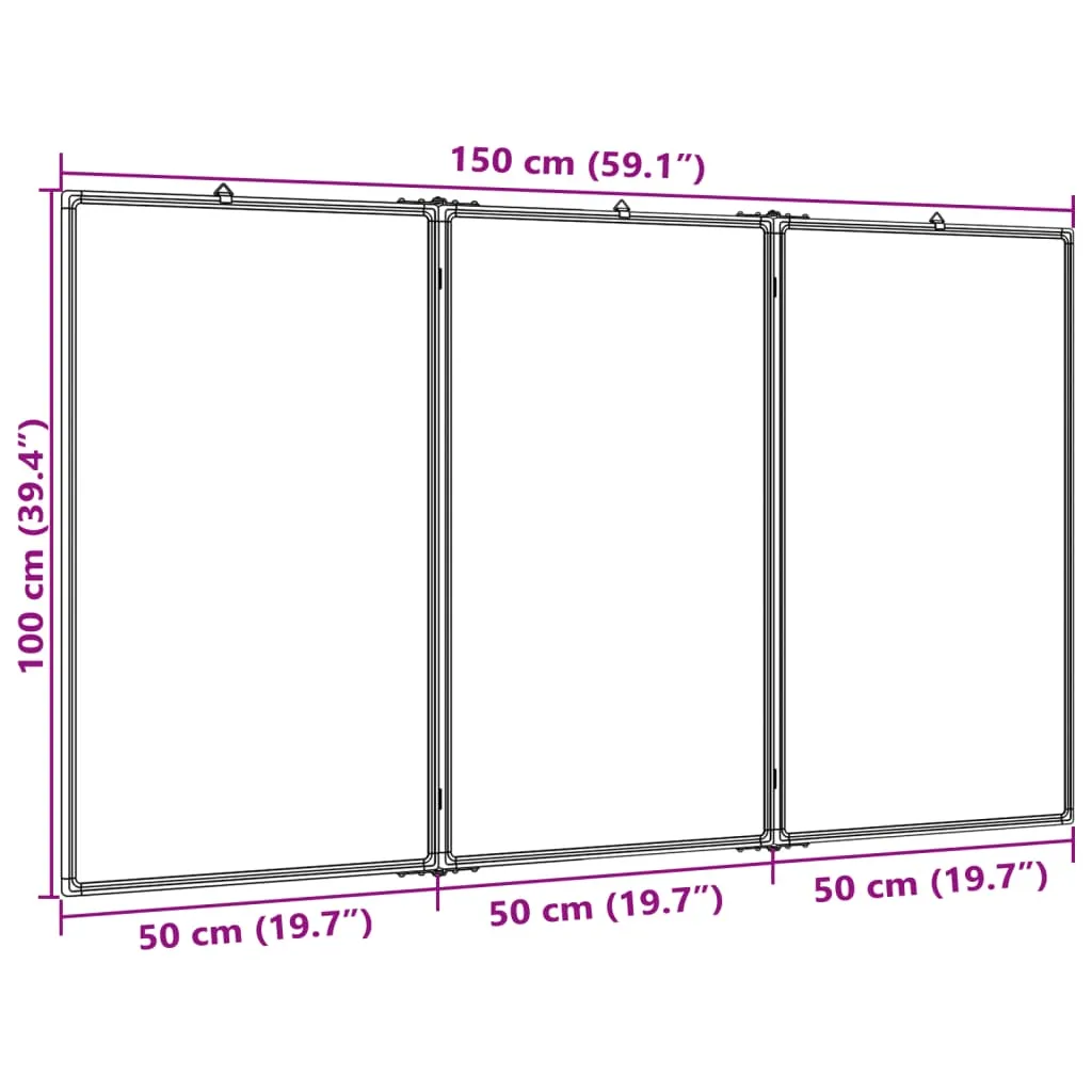 vidaXL Magnetic Whiteboard Foldable 150x100x1.7 cm Aluminium