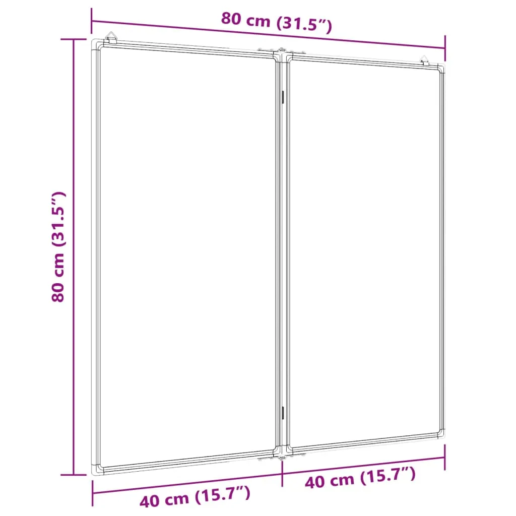 vidaXL Magnetic Whiteboard Foldable 80x80x1.7 cm Aluminium